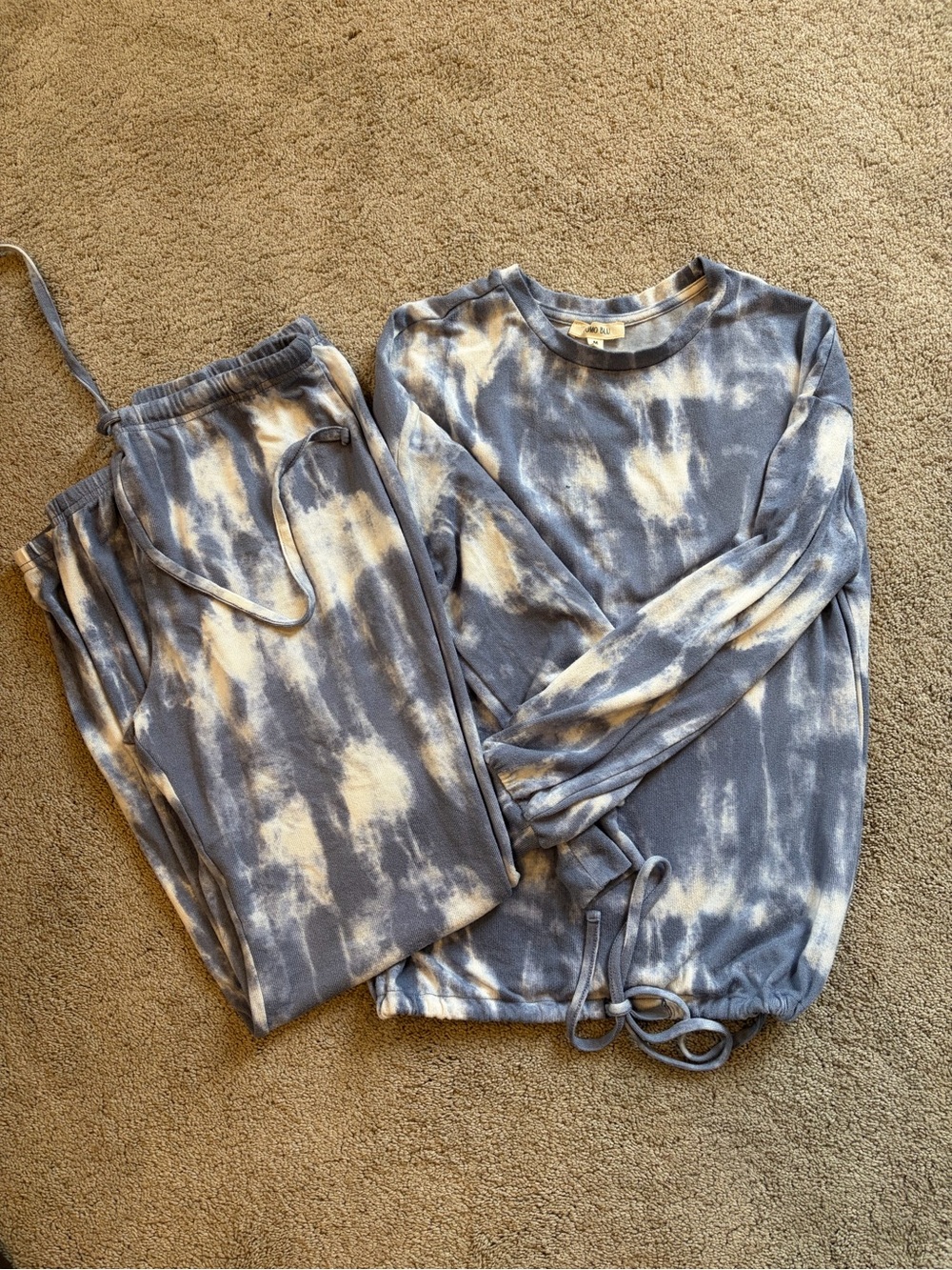 Tie-Dye Blue and Cream women’s pajama set